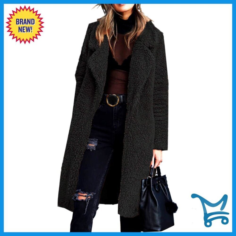 Faux Fur Teddy Jacket Oversized Cozy Winter Coat Long Cardigan Open Front